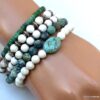 N5824 Bracelet strech turquoises blanches et bleue - Bijoux Bracelets en ligne ninanina