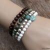 N5824a Bracelet elastique mala homme perles turquoises blanches et perle turquoise naturelle - Bijoux Bracelets en ligne Ninanina