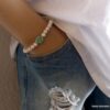 N5824f Bracelet homme strech elastique perles turquoises blanches et turquoise bleue - Bijoux en ligne NINANINA