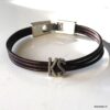 N5827d Bracelet personnalisé cordon cuir lettre argentée - Bijoux Bracelets personnalisés en ligne Ninanina