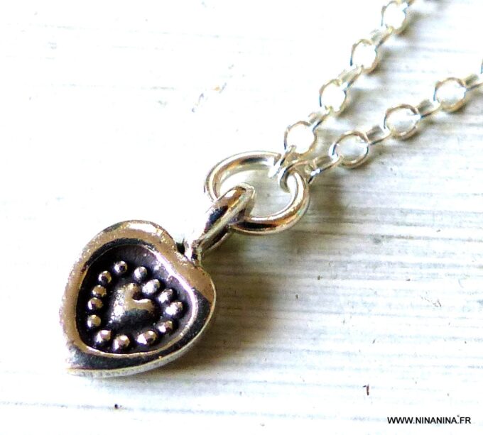 N5829A Chaine de taille coeur argent 925 massif - Chaines Bijoux en ligne NINANINA