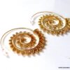 N5832a Boucles d'oreilles créoles tribales spirales métal doré or - Bijoux en ligne NINANINA