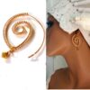 N5833 Boucles d'oreilles créoles tribales spirales ovales métal doré or - Bijoux en ligne NINANINA