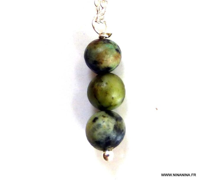 N5849a Chaine de taille argent 925 massif perles turquoise africaine - Bijoux Chaînes en ligne NINANINA