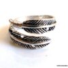 N5854c Bague tribale réglable plume métal argenté - Bijoux Bagues en ligne Ninanina