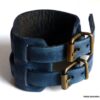 N5858 Bracelet de force double cuir bleu - Bijoux Bracelets en ligne NINANINA