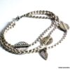 N5860C Bracelet de cheville 3 rangs perles et breloques métal argenté vieilli - Bijoux Bracelets en ligne NINANINA
