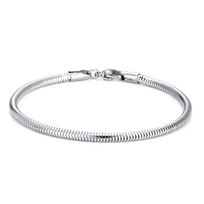 N5865a Bracelet maille serpent argent plaqué homme - Bijoux Bracelets hommes en ligne Ninanina