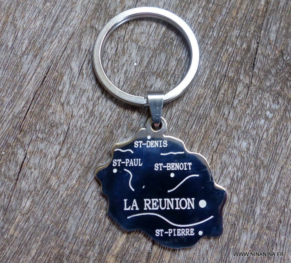 Porte clé porte bonheur pendentif Reunion Acier - Ninanina