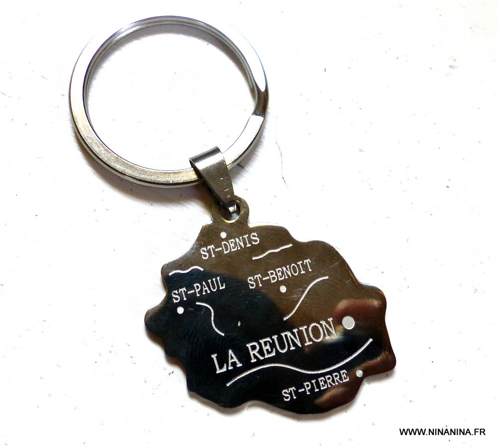 Porte clé porte bonheur pendentif Reunion Acier - Ninanina