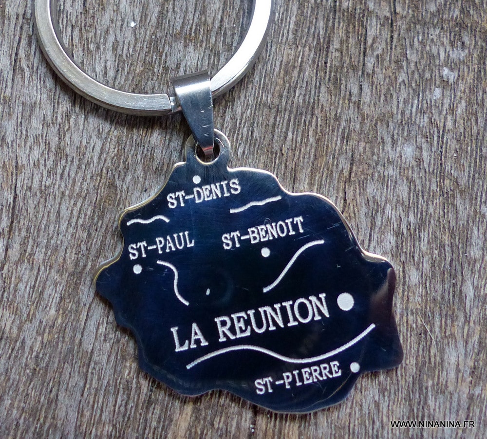 Porte clé porte bonheur pendentif Reunion Acier - Ninanina