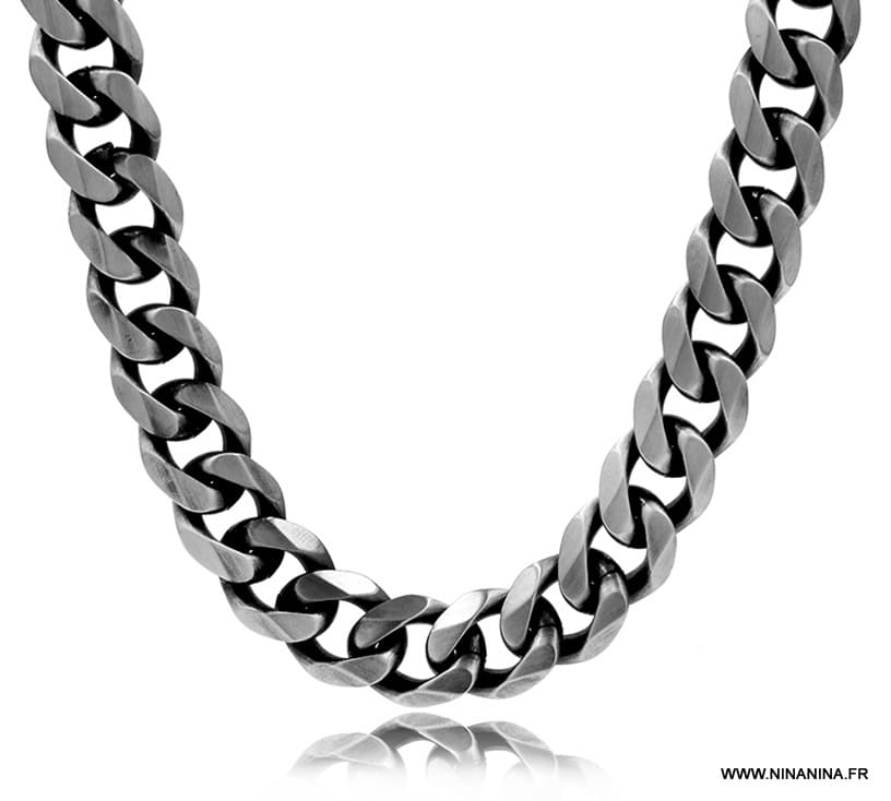 Collier infini homme chaine Acier inoxydable argenté - Ninanina