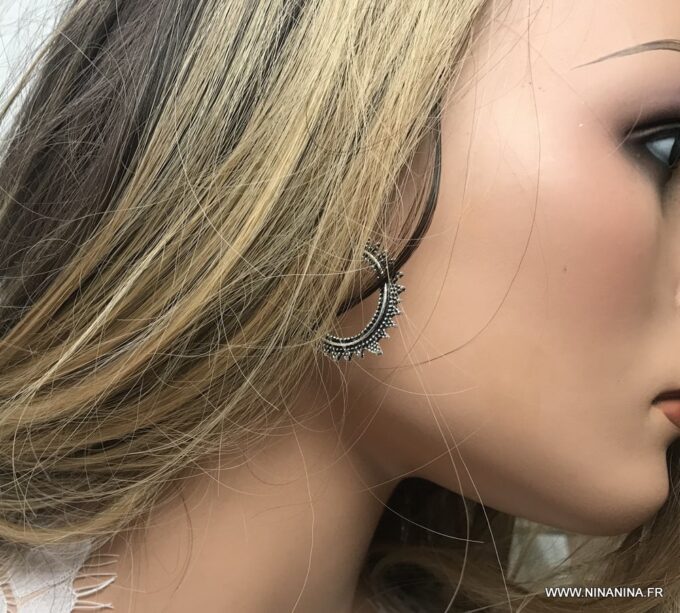 N5889 Boucles d'oreilles ethniques chic créoles femme - Bijoux Boucles d oreilles en ligne Ninanina