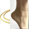 N5906 Chaine De Cheville Double Acier Inoxydable Doré Maille Fantaisie - Bijoux de pieds dorés en ligne Ninanina