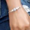 N5909a Bracelet chaine argent 925 massif aiguemarine -Bijoux Bracelets en ligne NINANINA
