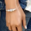 N5909c Bracelet chaine argent 925 massif aiguemarine -Bijoux Bracelets en ligne NINANINA
