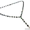 N5920e collier lasso perles émeraude naturelle métal noir - Bijoux Colliers en ligne NINANINA