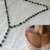 N5920e Collier pierres précieuses émeraude naturelle brutes et métal noir - Bijoux Colliers en ligne Ninanina