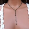 N5920i collier lasso perles émeraude naturelle métal noir - Bijoux Colliers en ligne NINANINA