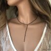 N5921a Collier pierre améthyste naturelle femme forme cravate - Bijoux Colliers en ligne Ninanina