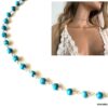 N5923 Collier turquoises naturelles pierres bleues femme - Bijoux Colliers en ligne Ninanina