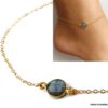 N5924c Bijou Labradorite Grise pour les chevilles - Chaîne de cheville Plaqué Or - Bijoux de pieds dorés en ligne Ninanina