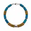 N5928d Bracelet homme perles bois turquoise acier – Bijoux Bracelets en ligne Ninanina