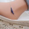 N5929 Chaîne de cheville lapis lazuli argent 925 massif - Bijoux Chaines en ligne Ninanina