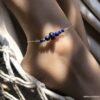 N5930 Chaine de cheville bleu marine pierre Lapis Lazuli femme argent ou plaqué or - Bijoux de pied en ligne Ninanina