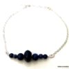 N5930g Chaine de cheville bleu marine pierre Lapis Lazuli femme argent ou plaqué or - Bijoux de pied en ligne Ninanina