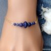 N5933a Bracelet Chaine Lapis Lazuli plaqué or 14 carats - Bijoux Bracelets en ligne Ninanina