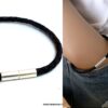 N5935b Bracelet cordon cuir tressé noir fermoir cyindrique aimanté argent 925 massif - Bijoux Bracelets en ligne Ninanina