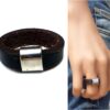 N5936 Bague cuir et acier - Bijoux Bagues en ligne Ninanina