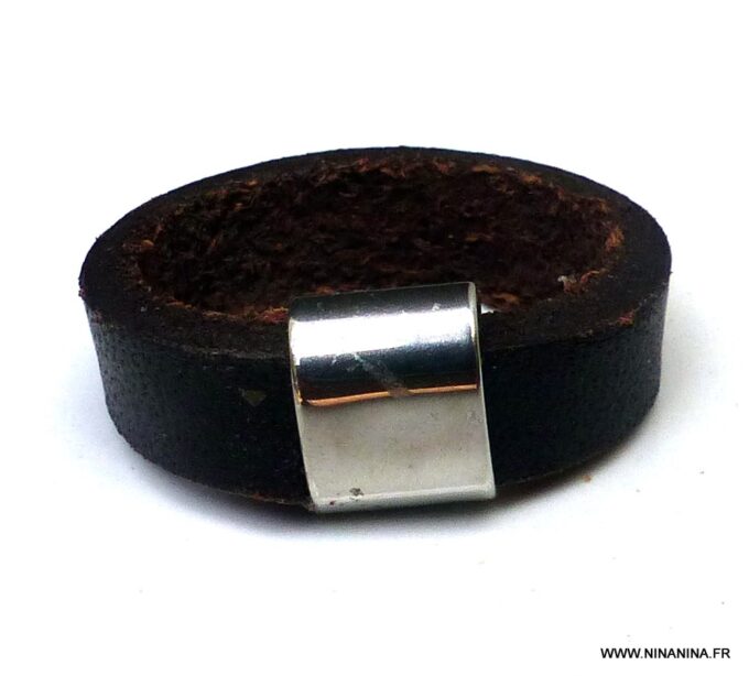 N5936a Bague cuir et acier - Bijoux Bagues en ligne Ninanina