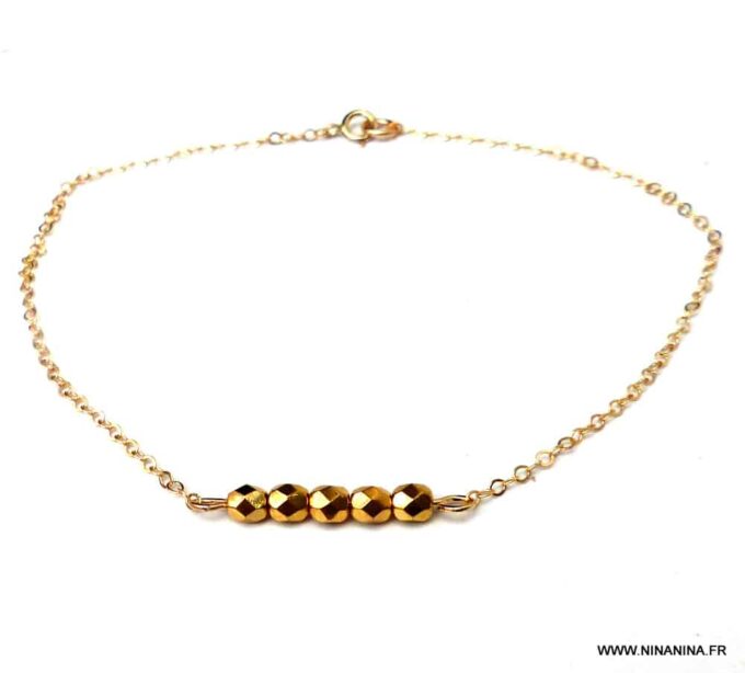 N5946c Bracelet Chaine perles à facettes infini plaqué or - Bijoux Chaines en ligne Ninanina