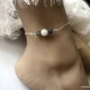 N5950b Chaine pour cheville Argent Pierre de lune et Labradorite - Bijoux de pieds en ligne Ninanina