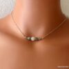N5952b Collier Chaine pierres fines pierre de lune et labradorite argent massif - Bijoux Colliers en ligne Ninanina