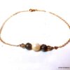 N5954c Chaine de cheville pierres fines labradorite et pierre de lune plaqué or - Bijoux Chaines en ligne Ninanina