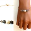 N5955 Bracelet Chaine pierres fines labradorite et pierre de lune plaqué or - Bijoux Bracelets en ligne Ninanina