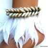 N5961 Bracelet chaine de cheville bohème plumes et acier inoxydable - Bijoux Bracelets en ligne Ninanina