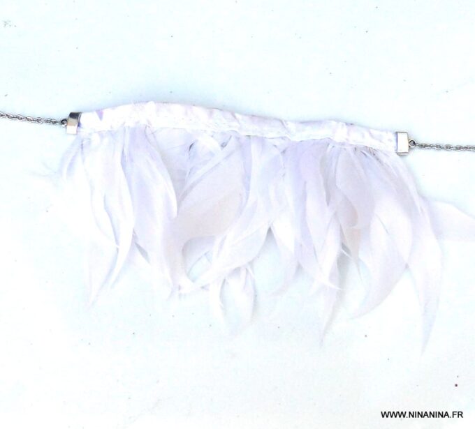 N5961b Bracelet chaine de cheville bohème plumes et acier inoxydable - Bijoux Bracelets en ligne Ninanina