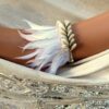N5961c Bracelet chaine de cheville bohème plumes et acier inoxydable - Bijoux Bracelets en ligne Ninanina