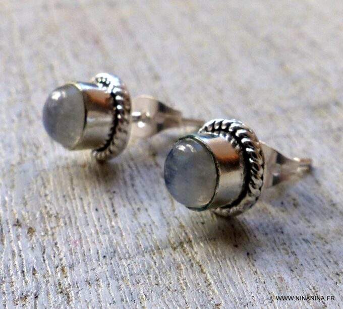 N5967g Boucles d'oreilles pierre pierre de lune argent 925 massif - Bijoux Boucles d Oreilles en ligne