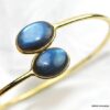 N5968 Bracelet jonc cabochon ovale labradorite argent 925 massif - Bijoux Bracelets en ligne Ninanina