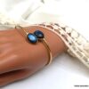 N5968d Bracelet jonc cabochon ovale labradorite argent 925 massif - Bijoux Bracelets en ligne Ninanina