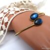 N5968f Bracelet jonc cabochon ovale labradorite argent 925 massif - Bijoux Bracelets en ligne Ninanina