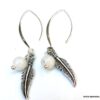 N5985c Boucles créoles pierres fines plumes argent massif - Boucles d'oreilles créoles en ligne Ninanina