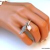N5986d Bague réglable pierres fines pierre de lune plumes argent 925 massif - Bijoux Bagues en ligne ninanina