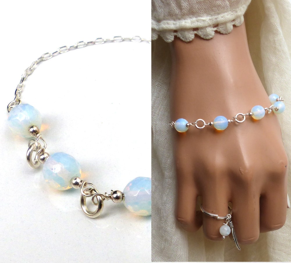 Bracelet pierre naturelle femme Moonstone réglable fantaisy | Leriana