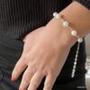N5989aa Bracelet Pierre de lune naturelle perles et argent 925 - Bijoux Bracelets en ligne ninanina